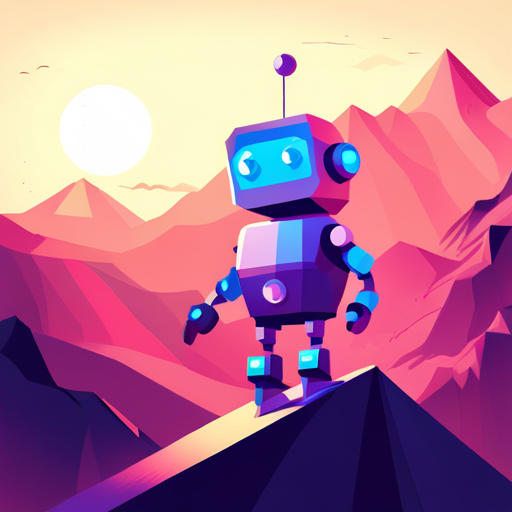 cute, robot, vector graphics, geometric shapes, low polygon count, bright colors, playful design, contemporary art, animation, 3D modeling