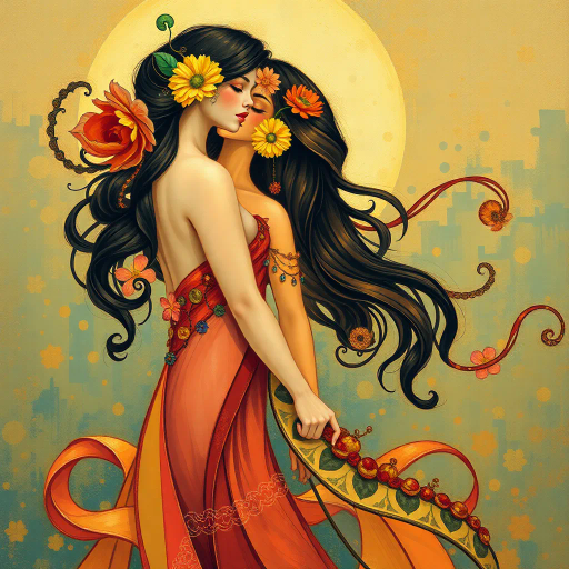 elegant femmes, graceful posture, intricate fashion, ethereal beauty, soft lighting, romantic era, impressionistic brushstrokes, pastel hues, delicate textures, feminine elegance, serene expressions, renaissance influences, flowing fabrics, atmospheric composition, refined aesthetics, timeless allure, enchanting aura, subtle movement, classical themes, Claude Monet, Edgar Degas, Raphael, chiaroscuro, delicate pastels, harmonious balance, historical richness, fine detail, luminous glow, cultural grace, narrative depth, portraiture, emotive grace, evocative ambiance