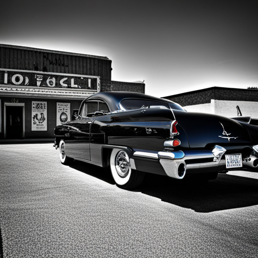 vintage, 1950s, 1960s, chrome bumpers, tailfins, hood ornaments, sleek, shiny, glossy, polished, iconic, nostalgia, Americana, road trip, golden age, highway culture, auto industry, engineering, craftsmanship, power, speed, classic elegance, timeless design