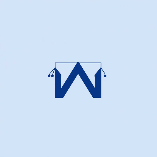minimalist, bold, letter M, logo design, solid geometric shapes, V-shaped connectors, branching lines, hierarchy symbolism, indigo blue color palette, flat vector style, clean composition, modern SaaS branding, software aesthetics, white background, high-tech elegance, contemporary design, clarity, sleek presentation, geometric precision, corporate identity, monochromatic balance, visual hierarchy