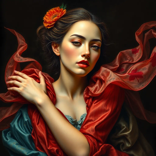 ethereal woman, inspired by Gustav Klimt, surrealism, vibrant colors, luminous lighting, intricate patterns, flowing forms, emotional depth, expressive movement, modernism, celestial ambiance, delicate textures, feminine mystique, Art Nouveau influences, dreamlike atmosphere, golden hues, symbolic elements, layered composition, elegant curves, abstract forms, harmonious balance, visionary interpretation, transcendent beauty