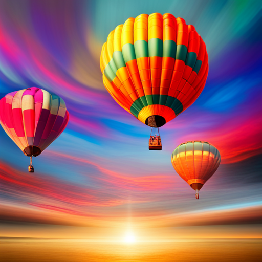 vibrant colors, large scale, dreamlike landscape, whimsical hot air balloon, surreal atmosphere, fantasy elements, imaginative composition, ethereal lighting, fantastical perspective, magical realism, floating sensation, colorful palette, otherworldly adventure