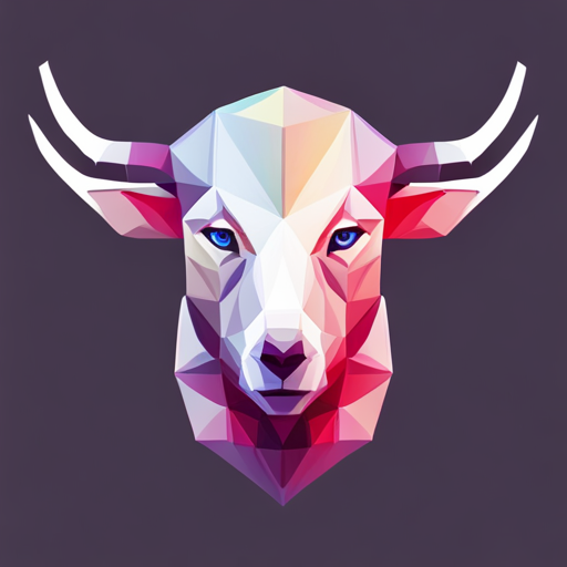 Abstract, Vector, Low-poly, Small, Goat, Antlers, Robot