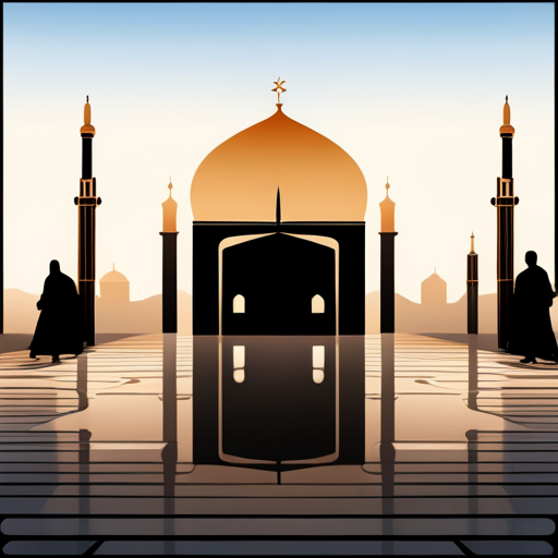 digital-art, masjid symbol, border and shadow, time 04:10, caption, walking distance, location