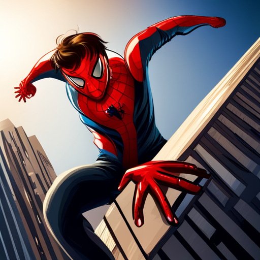 Spiderman, action, superhero, comic book, dynamic, intense, fight, big, scary, monster, vibrant colors, dramatic lighting, high energy, motion lines