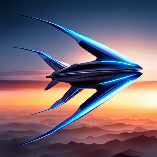 futuristic aircraft, sleek design, metallic finish, advanced technology, aerodynamic shape, efficient propulsion, autonomous navigation, cockpit interior, aviation engineering, propulsion system, cutting-edge materials, flight dynamics, futuristic control systems