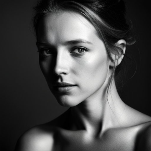 feminine strength, gracefulness, portrait, black and white, soft lighting, emotional expression, beauty, empowerment, contemporary, contrast, delicate features, monochrome, dramatic shadows, timeless elegance, chiaroscuro, Renaissance influence, ethereal mood