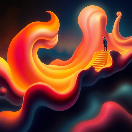 surrealism, Salvador Dali, soft undulating forms, exaggerated proportions, vibrant hues, ethereal glow, dreamlike atmosphere, smooth textures, abstract interpretation, flowing curves, sensuality, bold lines, surreal composition, imaginative realism, juxtaposition, playful fantasy, dynamic symmetry, baroque elegance, soft focus, surrealist intent, whimsical flair, inspired by René Magritte, emotional depth, enchanting allure