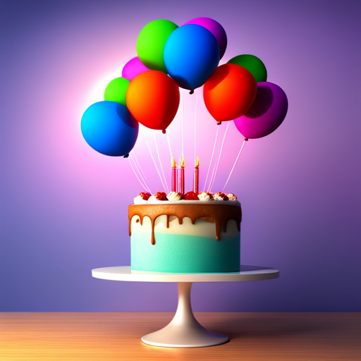 birthday, celebration, party, three-dimensional, sculptural, colorful, playful, interactive, immersive, realistic, joyful, cake, candles, balloons, confetti, gifts, presents, decorations, textures, lighting, composition, vibrant colors, fantasy, surrealism, whimsical, magical