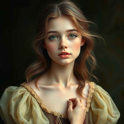 adorable heroine, full figure, photorealistic rendering, hyper-realistic textures, soft lighting, vibrant palette, harmonious composition, ethereal mood, contemporary artistry, fine details, expressive gaze, dynamic pose, whimsical aura, gentle movement, enchanting allure, intricate patterns, subtle tones, contemporary influences, captivating expression, elegant posture, captivating presence, dreamy atmosphere