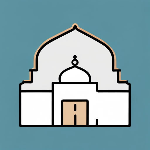 symbolic masjid, rounded border, border shadow, clock, 04:10 time, caption, 7 minutes walking distance