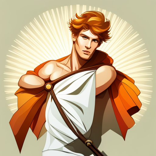 Vector art inspired by the Greek god Hermes, featuring precise geometric shapes and intricate line quality.