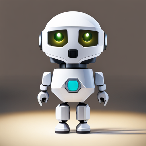 adorable, robot, toy, miniature, minimalist, geometric, polycount, low-poly, rubber material, white, background