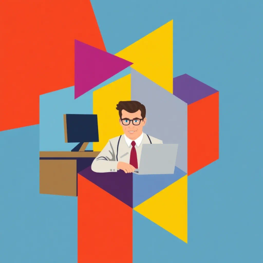 geometric abstraction, abstract forms, vibrant colors, cubic shapes, dynamic composition, modernist influences, office setting, humorous essence, Michael Scott, sharp lines, bold contrasts, corporate environment, satirical twist, abstract expressionism, vivid hues, comic essence, Dwight Schrute influence, television character, contemporary energy, structural interplay, symbolic representation, pop culture reference