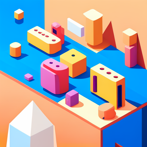 geometric shapes, vectors, polygons, low poly, cute, robot, mechanical, modern, abstract, minimalism, pastel colors