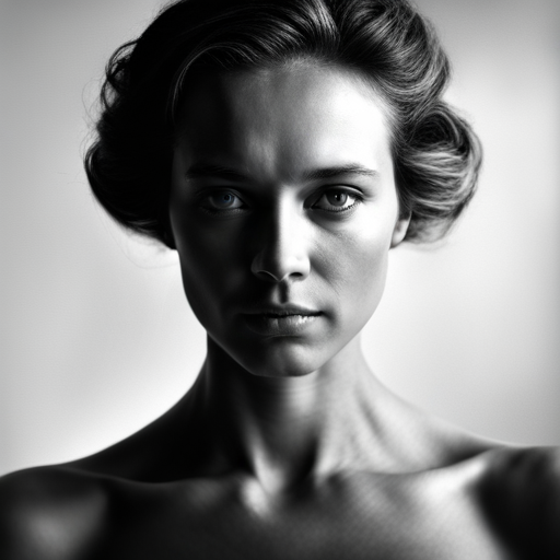 feminine strength, gracefulness, portrait, black and white, soft lighting, emotional expression, beauty, empowerment, contemporary, contrast, delicate features, monochrome, dramatic shadows, timeless elegance, fine art, texture, simplicity