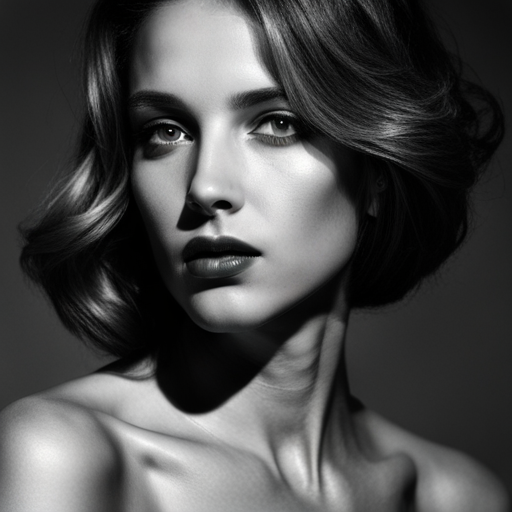 feminine strength, gracefulness, portrait, black and white, soft lighting, emotional expression, beauty, empowerment, contemporary, contrast, delicate features, monochrome, dramatic shadows, timeless elegance, chiaroscuro, Renaissance influence, ethereal mood, fine art, texture, simplicity