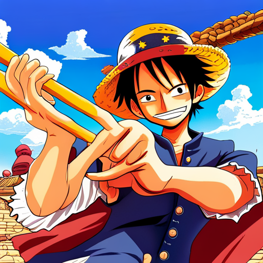 One Piece characters, vibrant colors, dynamic poses, action-packed scenes, epic battles, pirate adventure, intricate details, exaggerated proportions, comic book style, high energy, Shonen manga, unique character designs, emotional expressions, oceanic themes, devil fruits, straw hats, grand line, marine admirals, Yonko, character development, friendship, loyalty, dreams, determination, epic storytelling, large ensemble cast, mythical creatures, supernatural powers