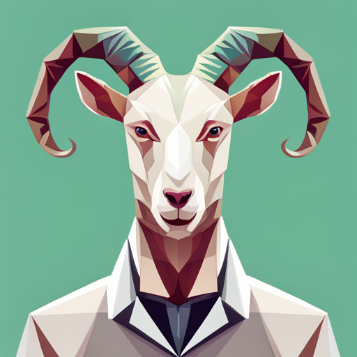 geometric shapes, low-poly, abstract, vector, small, goat, antlers, robot, white background