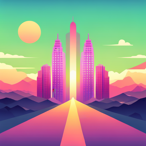 geometric shapes, neon colors, retrofuturism, vector graphics, abstract art