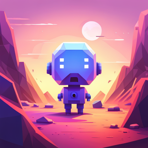 cute robot, front-facing view, geometric shapes, low-poly, rubber material