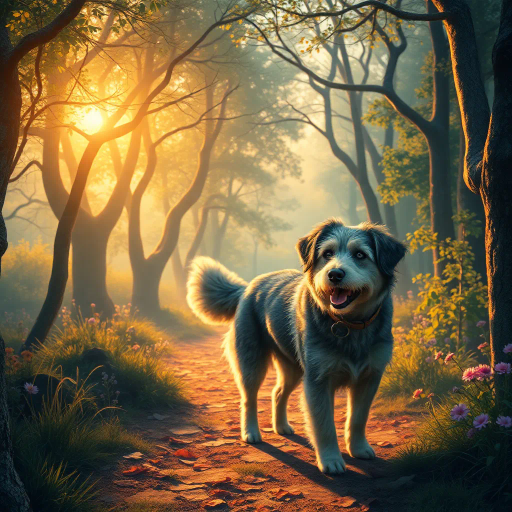 golden retriever, strolling peacefully, along a cobblestone path, Claude Monet influences, ethereal lighting, vibrant hues, rich textures, dynamic movement, pastoral scenery, Impressionist brushstrokes, warm sunset glow, emotional serenity, playful elegance, lush greenery, narrative composition, naturalistic detail, charming village, Timeless elegance, Edward Hopper's narrative style, vivid storytelling