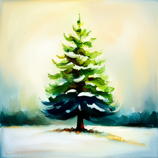 Christmas tree, white background, textured canvas, oil, vintage