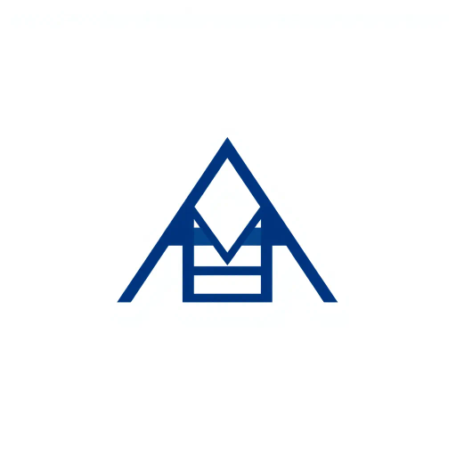 abstract, minimalist logo, geometric letter M, thin horizontal lines, hierarchy, ladder rungs, solid indigo blue, crisp vector design, white background, modern typography, Bauhaus influence, clean composition, precise geometry, vector graphics, contemporary aesthetic, graphic design, minimalism, line weight variation, symbolic representation, structured layout