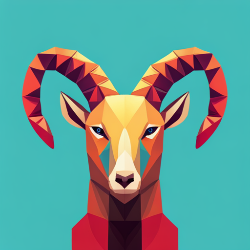 Abstract, Vector, Low-poly, Small, Goat, Antlers, Robot, Geometric Shapes, Line Quality, Scale