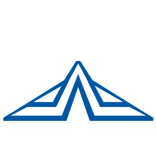 geometric design, lettermark logo, abstract composition, bold parallel strokes, V-shaped bridges, hierarchy levels, indigo blue, minimalistic vector art, flat design, clean lines, stark contrast, modern typography, precise angles, architectural influence, symmetry, spatial arrangement, contemporary aesthetics, visual hierarchy, white negative space, simplicity, structural balance