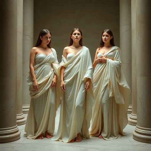 Vestal virgins, ethereal presence, Roman mythology, John William Waterhouse, classical antiquity, soft drapery, flowing robes, ethereal lighting, serene expression, historical accuracy, intricate details, symbolism of purity, temple setting, marble textures, muted color palette, spiritual aura, tranquility, elegant composition, vintage aesthetic, sacred rituals, ethereal glow, timeless elegance, harmonious balance, mystical atmosphere, ancient Rome, Renaissance inspiration