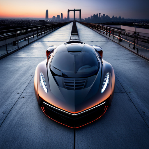 Futuristic concept car, sleek design, aerodynamics, self-driving, electric, neon colors, holographic display, LED lights, speed, innovation, advanced materials, cutting-edge technology, minimalist, fluid curves, space-age, eco-friendly, artificial intelligence, autonomous, hyperrealistic, cyberpunk, radical design