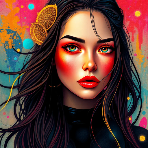 vibrant expression, modern elegance, visual harmony, surreal beauty, intricate details, dynamic composition, ethereal glow, captivating allure, vibrant color palette, pop art influences, dramatic lighting, bold brushstrokes, innovative forms, emotive presence, enchanting gaze, contemporary fashion, empowering aura, sensuous curves, high contrast, artistic dynamism, cultural fusion, stylish representation, fluid movement, expressive textures, visual poetry, timeless essence