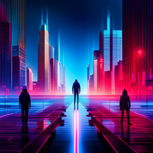 cybernetic-humanoid, post-human, dystopian, futuristic-cityscape, holographic-interface, binary-code, data-visualization, machine-learning, cyberpunk, neon-lighting, social-commentary, artificial-intelligence, techno-organic, virtual-reality, circuit-board, data-mining, digital-consciousness, glitch-art, generative-art, wireframe, matrix