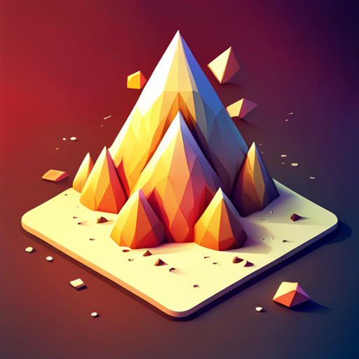 low poly, fire, emoji, icon, white background, polygonal style, geometric shapes, sharp angles, minimalism, 3D modeling, color contrast, negative space