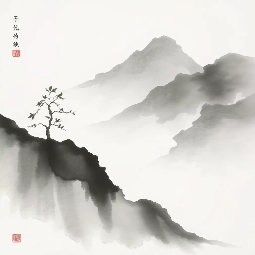 traditional chinese ink wash, minimalistic elegance, serene landscapes, Liu Shou-Kwan, soft gradients, flowing brushwork, monochrome palette, delicate textures, introspective mood, atmospheric depth, ancient Chinese heritage, meditative visuals, harmonious balance, elegant simplicity, cultural symbolism, elegant calligraphy, ethereal mists, timeless beauty, spiritual journey, intricate line quality, profound serenity, tranquil tone, classical composition, restrained palette, intrinsic harmony, digital landscape, modern interpretation, artistic refinement, spiritual reflection, dynamic fluidity