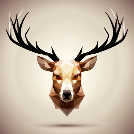 geometric shapes, low-poly, abstract, vector, small, goat, antlers, robot, white background