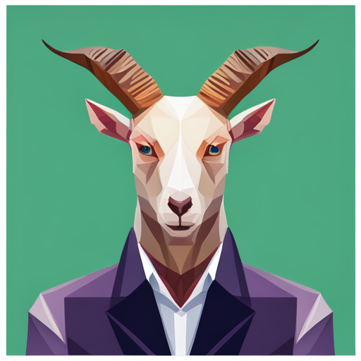 abstract, vector, low-poly, small, goat, antlers, robot