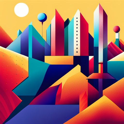 retro-futurism, abstract, vector-art, geometric-shapes, vibrant-colors, 80s-aesthetic, vectorized-illustration, high-contrast, futuristic-design, angular-lines, neon-lights, motion-blur