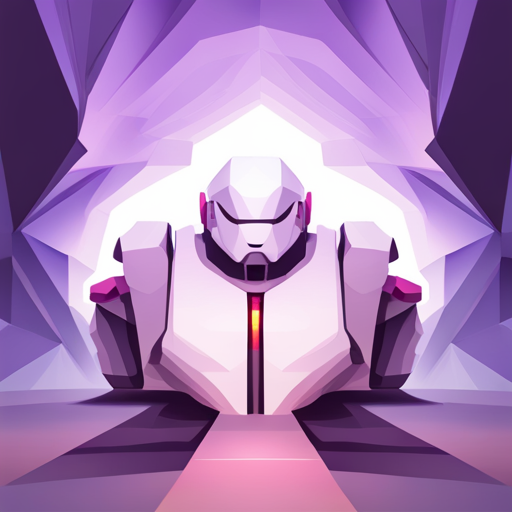 tiny robot, front-facing, polygonal, minimalist, low-poly, geometric shapes, white background, cute, futurism, robotic, cartoonish, 3D model