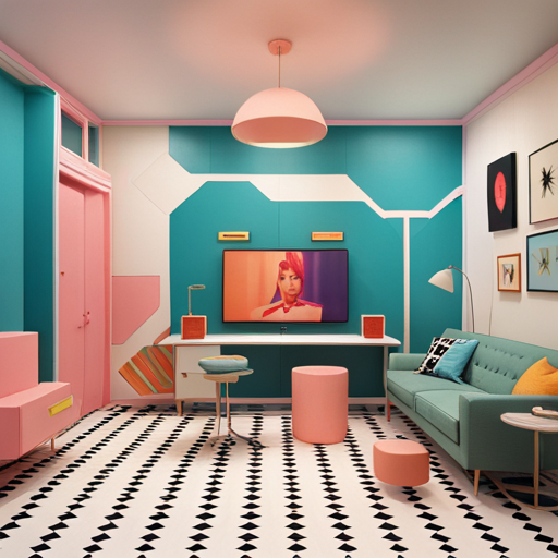 futuristic technology, retro aesthetic, symmetry, muted colors, deadpan humor, whimsical narrative, Wes Anderson, artificial intelligence, robotic companions, vintage tech, pastel hues, playful tone, futuristic sets, quirky characters, 60s and 70s era nostalgia, minimalism, wide-angle shots, deadpan delivery, meticulous production design