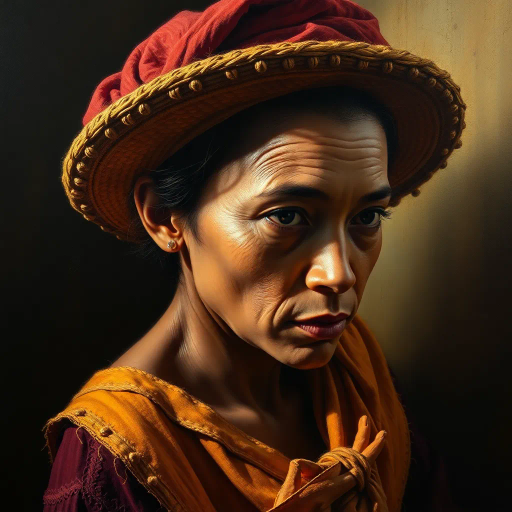 hyper-realism, detailed textures, chiaroscuro lighting, vibrant colors, Rembrandt influence, meticulous detail, natural light, atmospheric depth, emotional resonance, lifelike depiction, intricate composition, smooth gradients, realistic textures, expressive portraits, soft focus, dimensional accuracy, dynamic range, capturing essence, high detail, refined realism