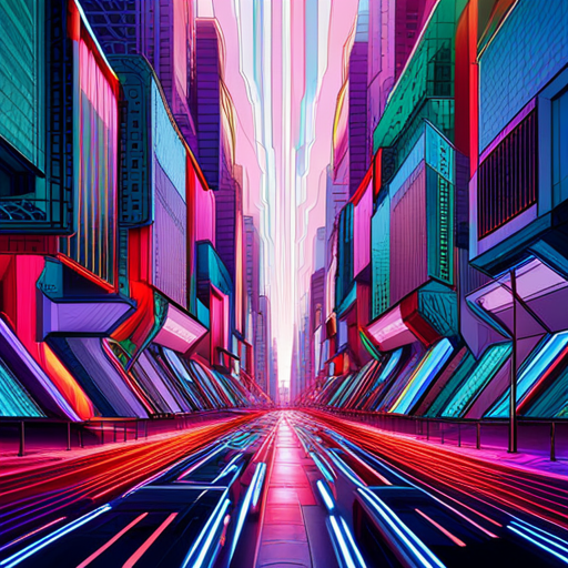 futuristic, artificial intelligence, data visualization, complex patterns, generative art, technology, glitch art, cyberpunk, machine learning, wires and circuits, abstract expressionism, neon colors