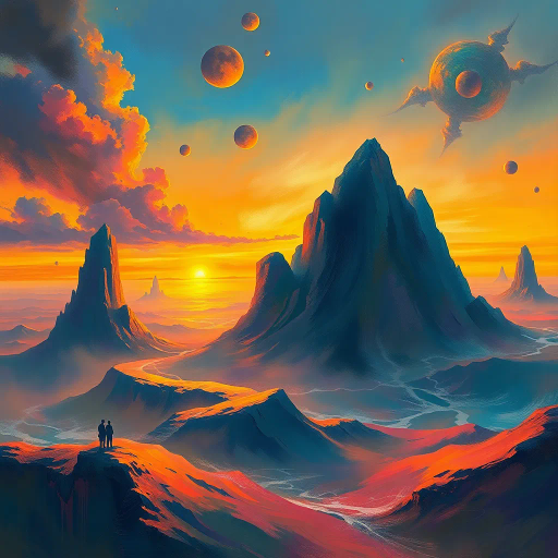 vibrant colors, ethereal landscapes, surreal elements, Salvador Dali, dreamlike quality, celestial bodies, soft lighting, intricate details, emotional resonance, expansive horizon, fluid movement, imaginative composition, fantasy elements, transcendent atmosphere, cosmic wonders, digital brushstrokes, luminous glow, fantastical creatures, abstract forms, contemporary influences, immersive depth, mystical tones, diverse textures, otherworldly scenes, art nouveau influences, expansive scale, dynamic symphony, reflective surfaces, enchanting narrative