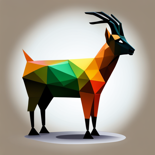 Abstract, Vector, Low-poly, Small, Goat, Antlers, Robot