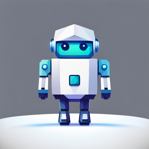 abstract, symbol, robot, cute, front-facing, low-poly, geometry, white-background, simplicity