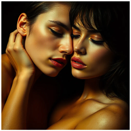 realism, human form, intimacy, provocative allure, Marilyn Minter, chiaroscuro lighting, contemporary sensibilities, bold composition, vivid tones, soft textures, digital photography, intimate portraiture, sensual curves, emotive gaze, modern glamor, subtle contours, cultural commentary, lush aesthetics, explicit details, artistic expression, raw beauty, personal identity, dynamic framing, glamor photography, evocative presence, complex emotion, depth of field, figurative artwork, visual narrative, layered meaning, high fidelity, candid moment