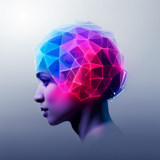 neon lighting, futuristic iconography, geometric shapes, dynamic composition, artificial intelligence, machine learning, neural networks, data visualization, computer-generated imagery, bold colors, sleek surfaces, human-machine interaction, techno-optimism, AI-inspired surrealist art