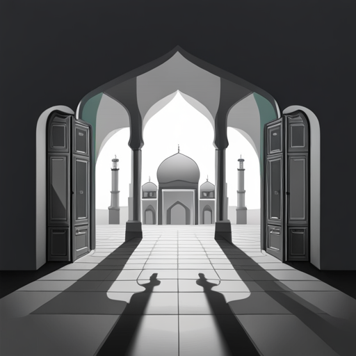 symbolic masjid, rounded border, border shadow, clock, 04:10, 7 minutes walking distance, location