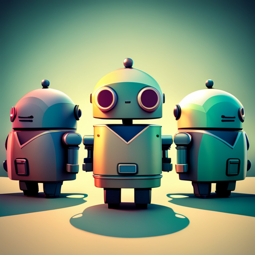 adorable, miniature, mechanical, android, low-poly, geometric, rubber, front-facing view